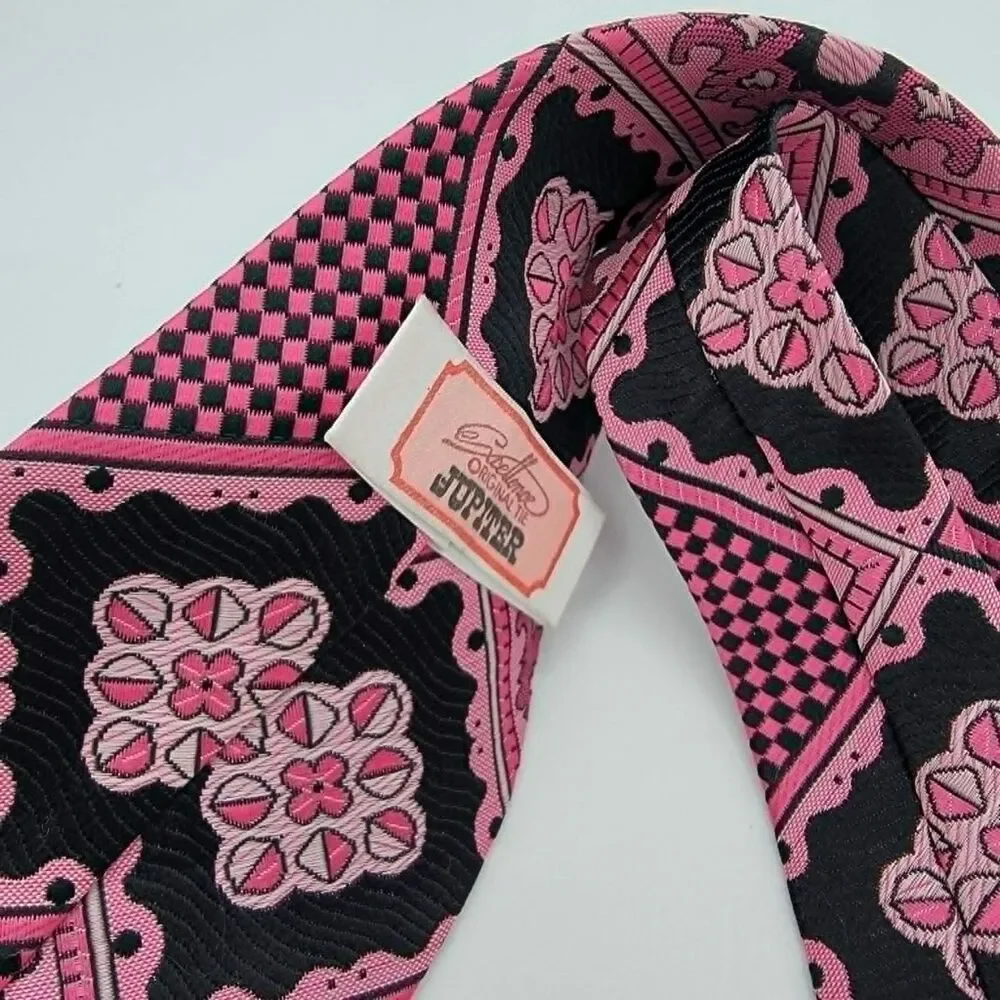 Excellence Original Jupiter Men's Necktie, silk, pink, Black size 54.5 x 4